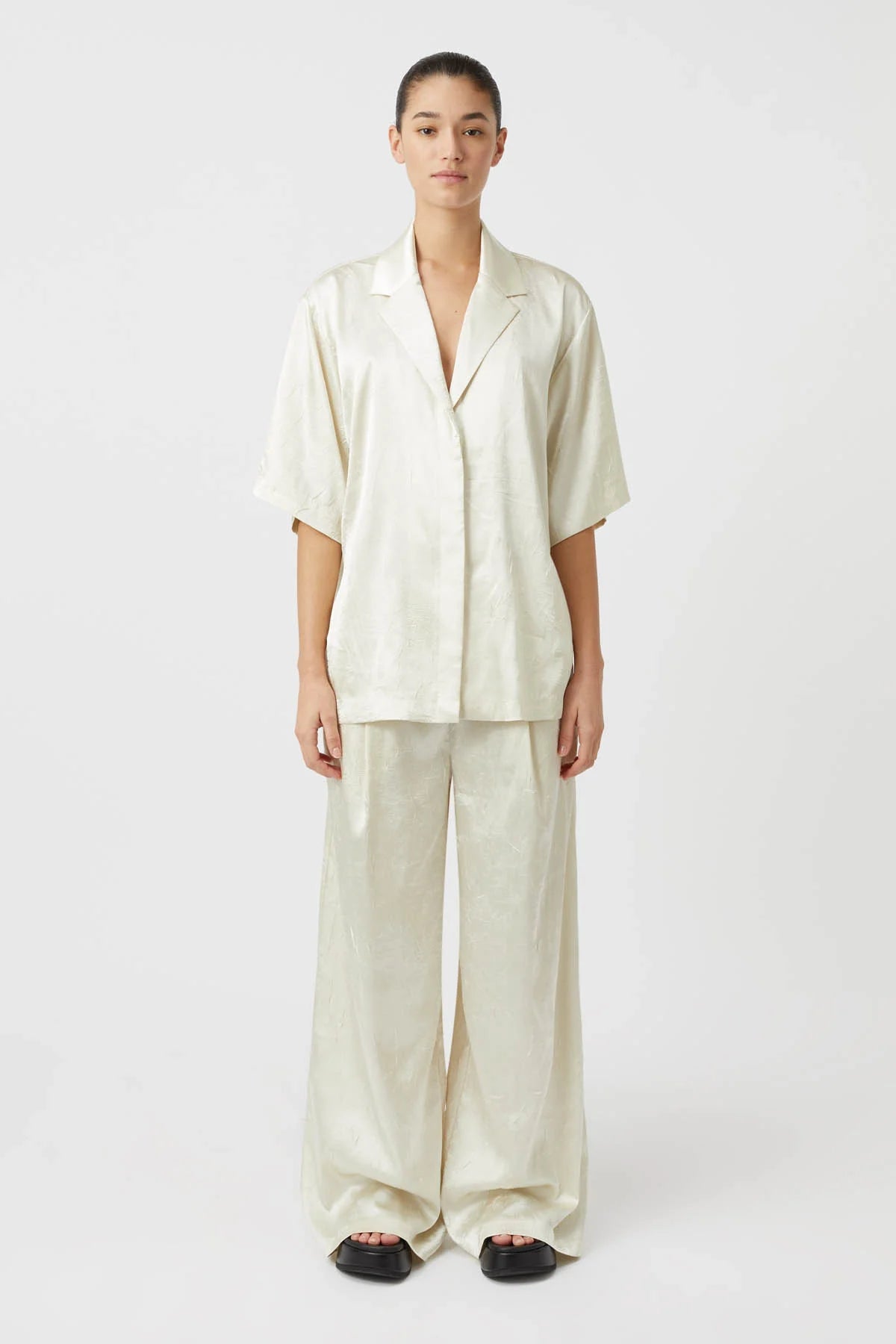 Camilla and Marc Allire Satin Shirt Cream