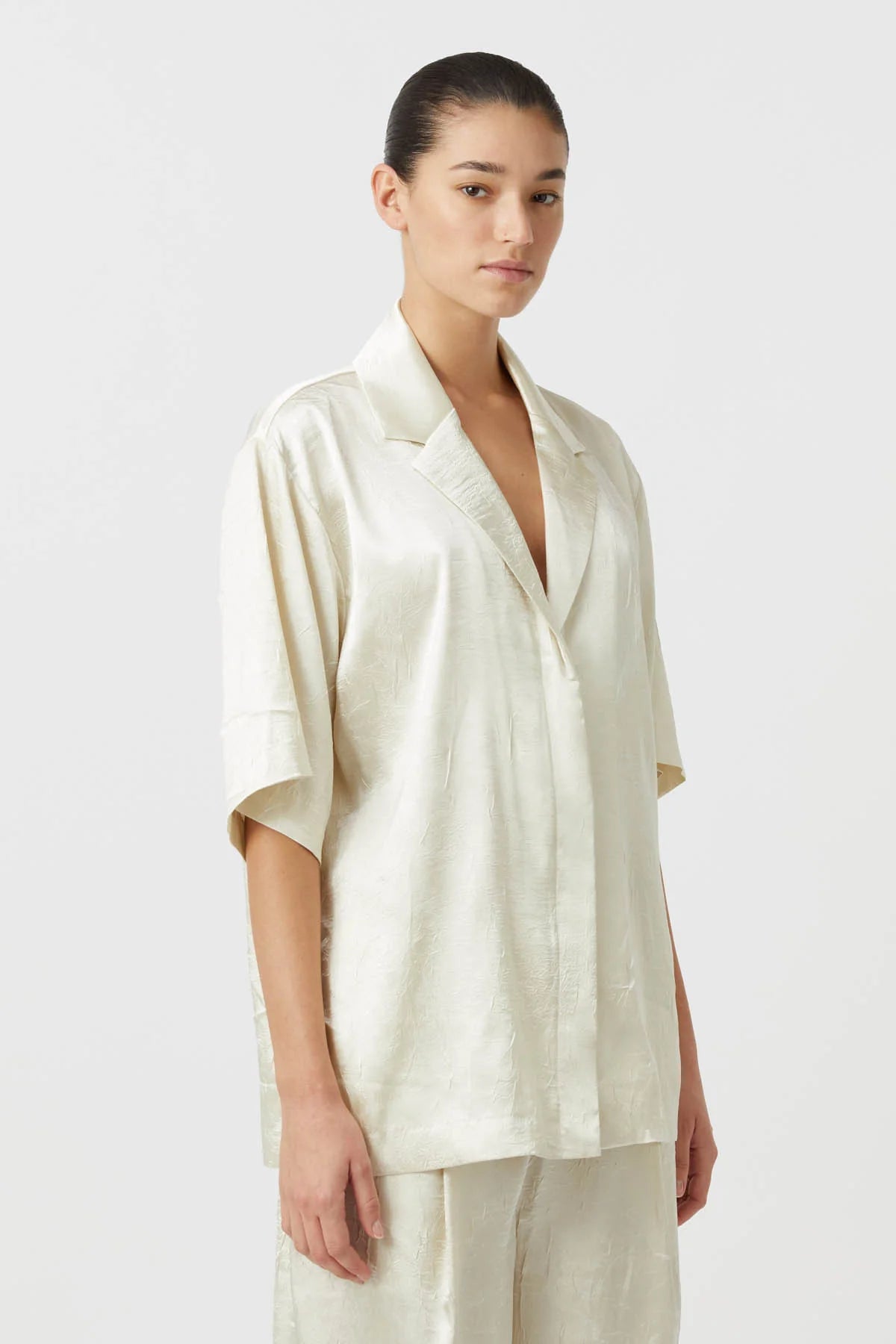 Camilla and Marc Allire Satin Shirt Cream