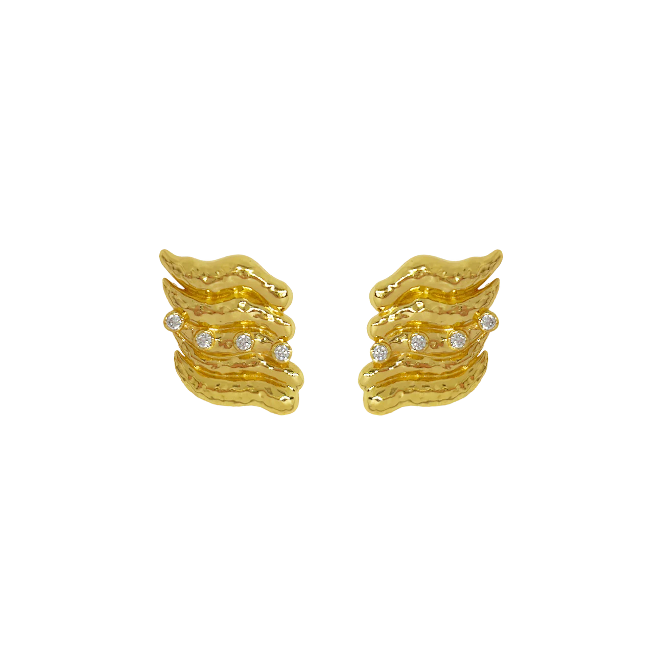 Mountain & Moon Demi Earrings Gold White