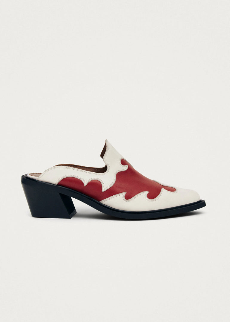 Alohas Weston Bicolor Red Cream Leather Mules