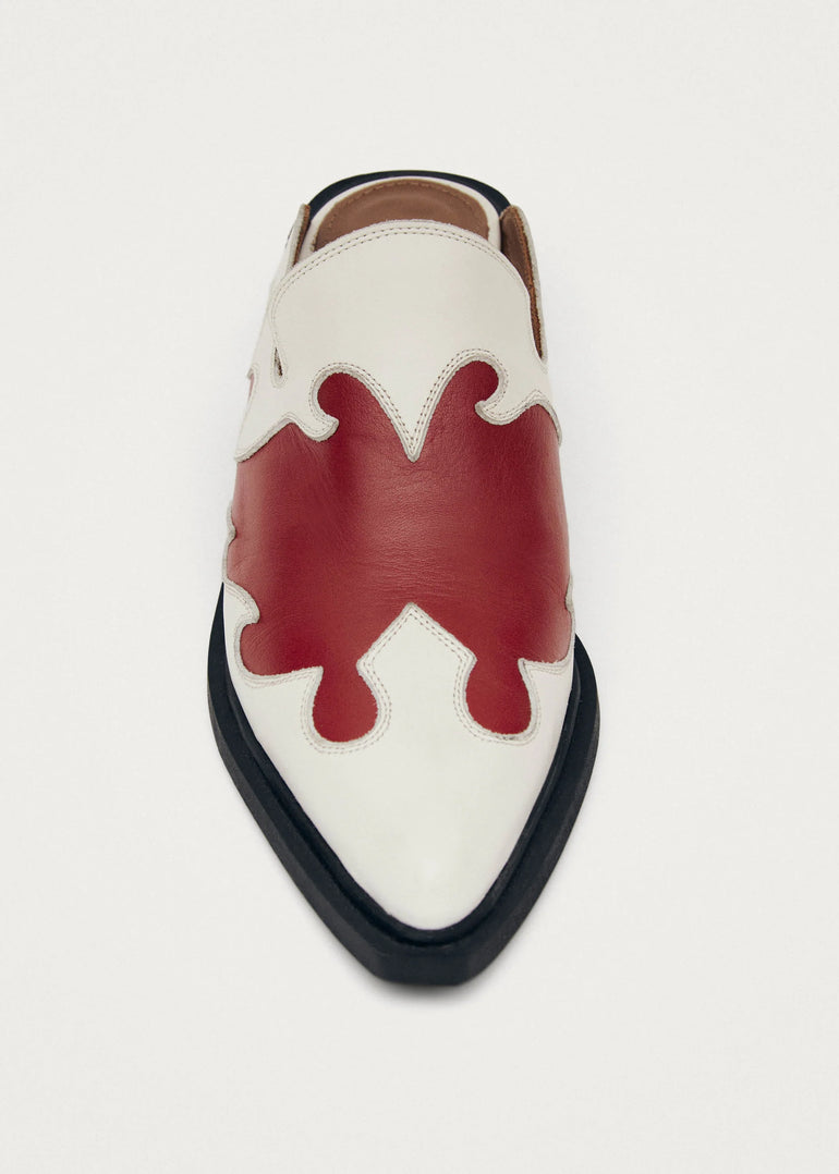 Alohas Weston Bicolor Red Cream Leather Mules