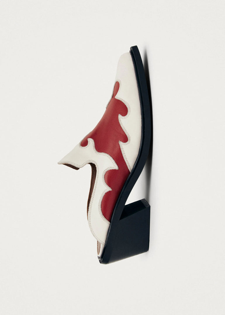 Alohas Weston Bicolor Red Cream Leather Mules