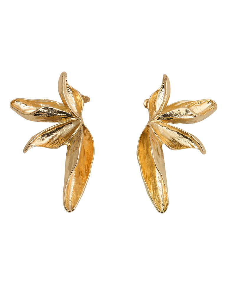 Pair of gold leaf-shaped earrings