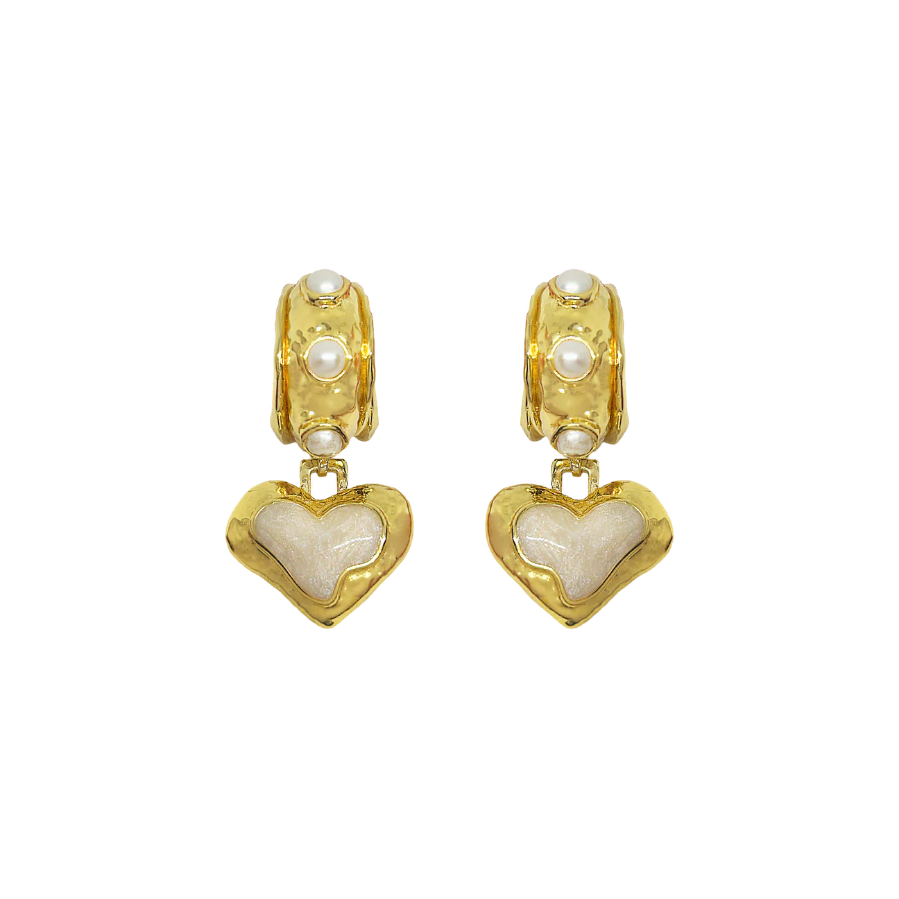 Mountain & Moon Elena Earrings Gold Pearl