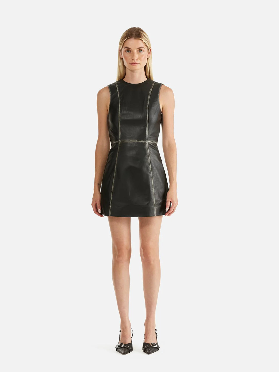 Ena Pelly Billie Leather Dress Black