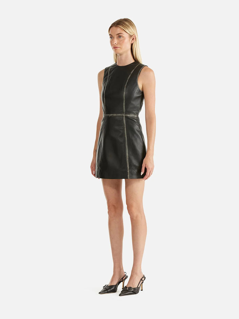 Ena Pelly Billie Leather Dress Black