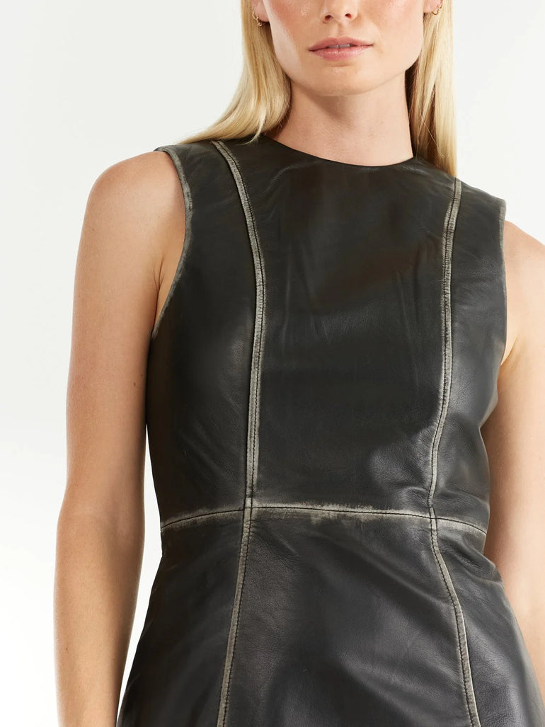 Ena Pelly Billie Leather Dress Black