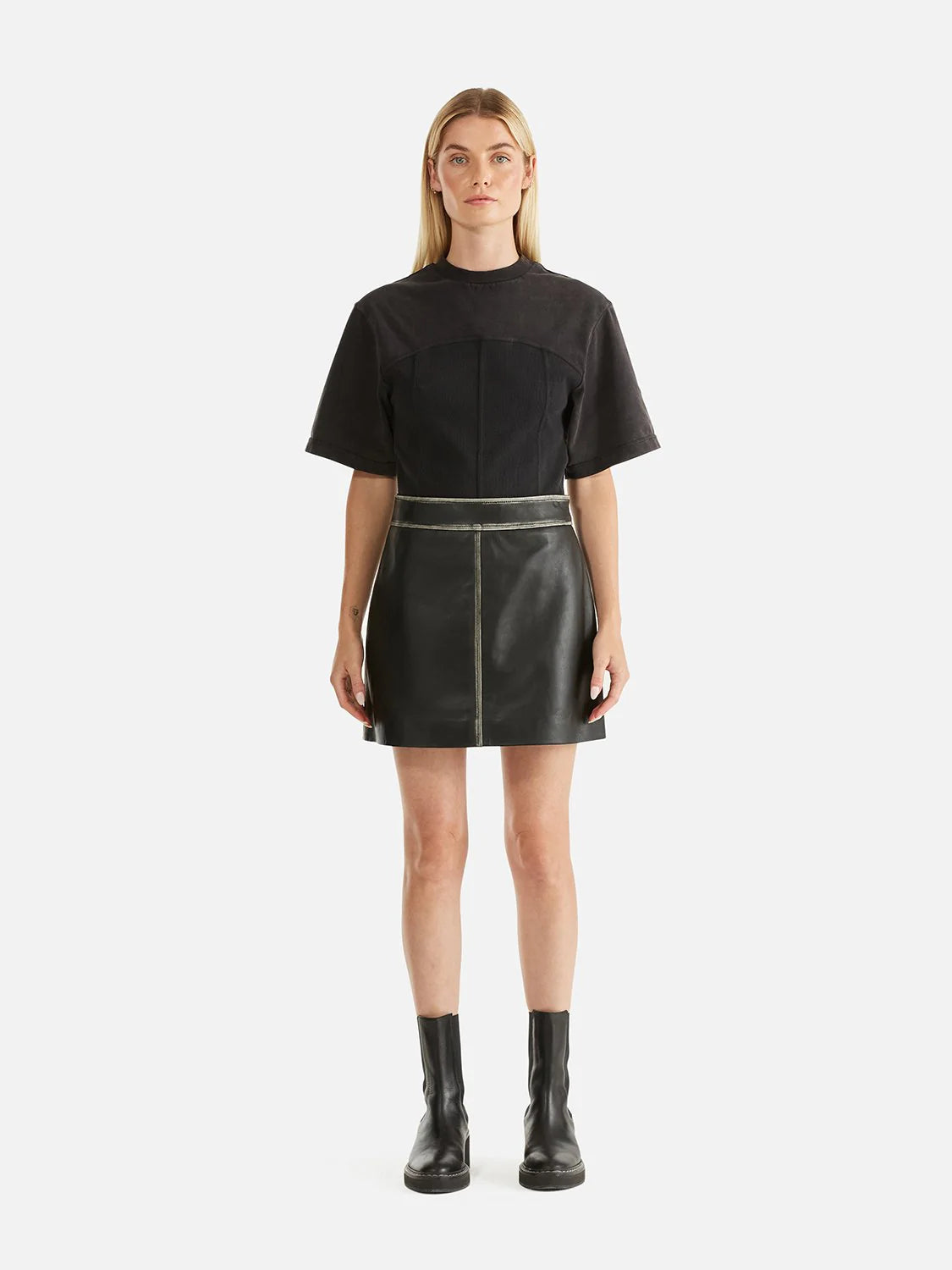 Ena Pelly Billie Leather Skirt Black