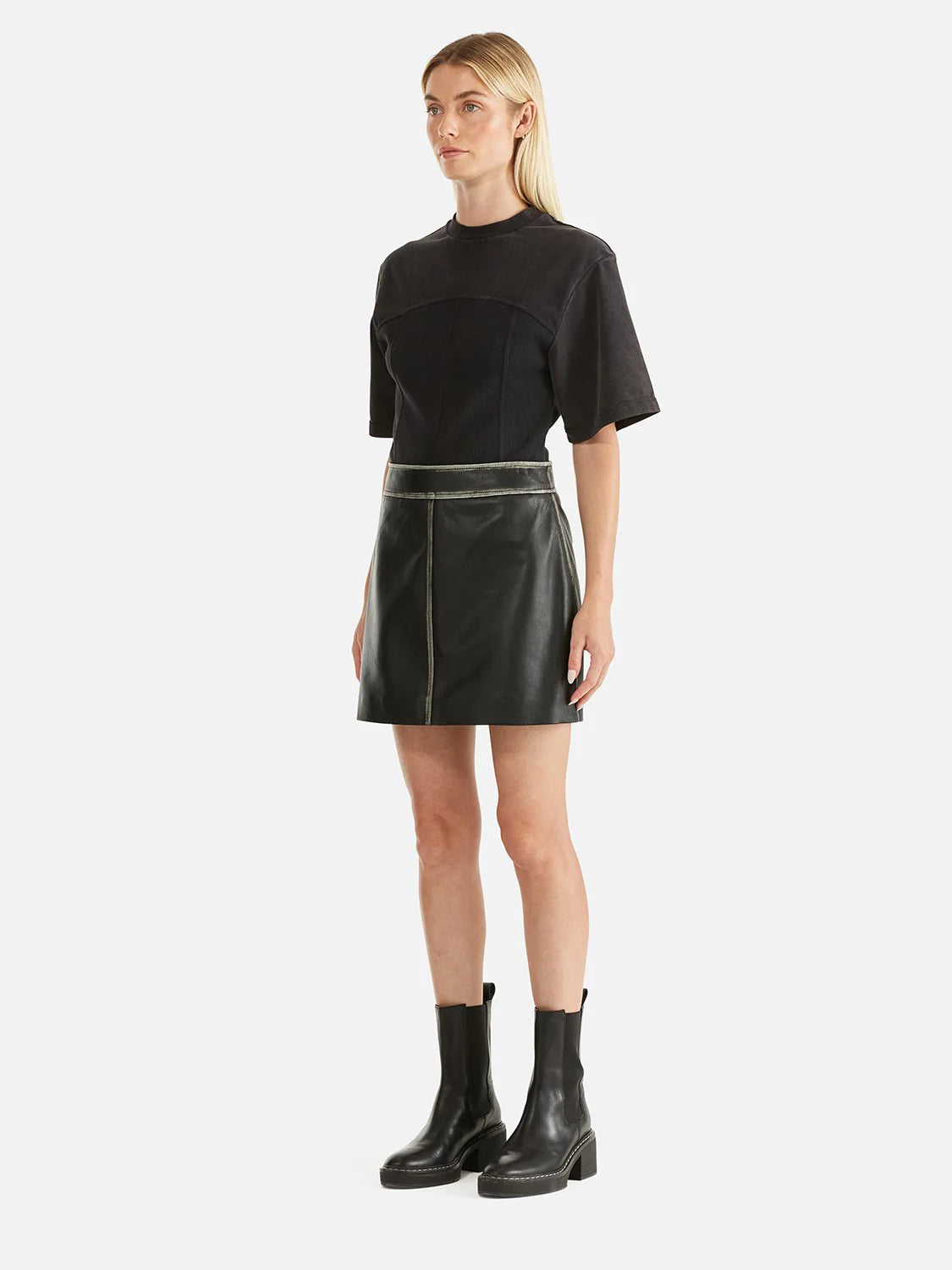 Ena Pelly Billie Leather Skirt Black