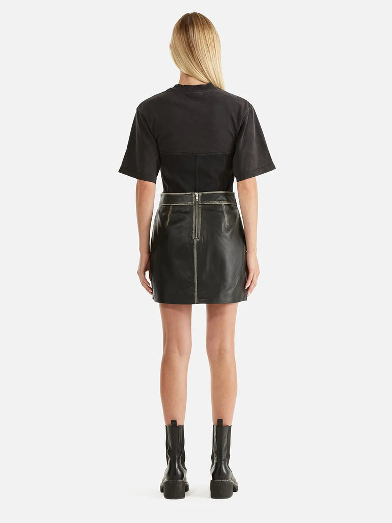 Ena Pelly Billie Leather Skirt Black