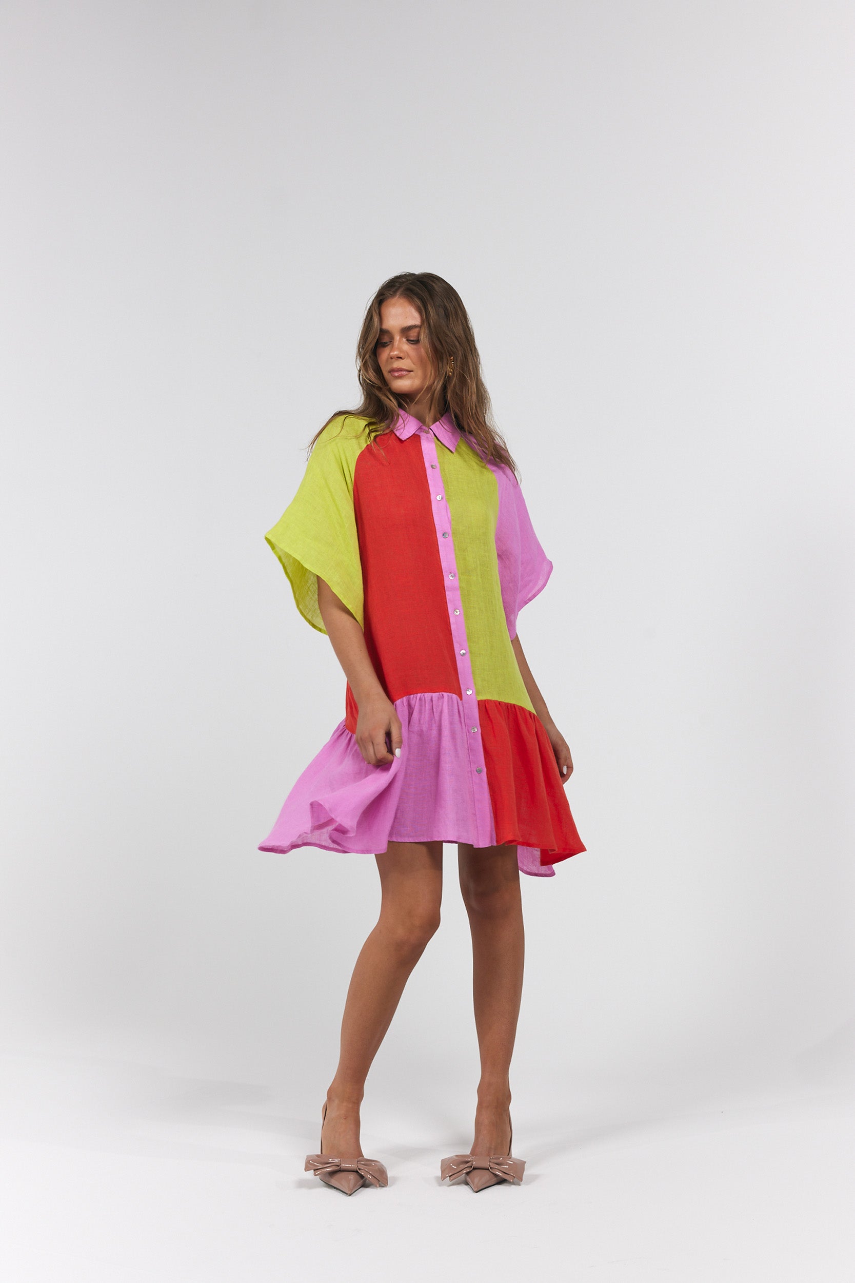 Woman wearing a colourful dress | La Boheme - Candy Stripe