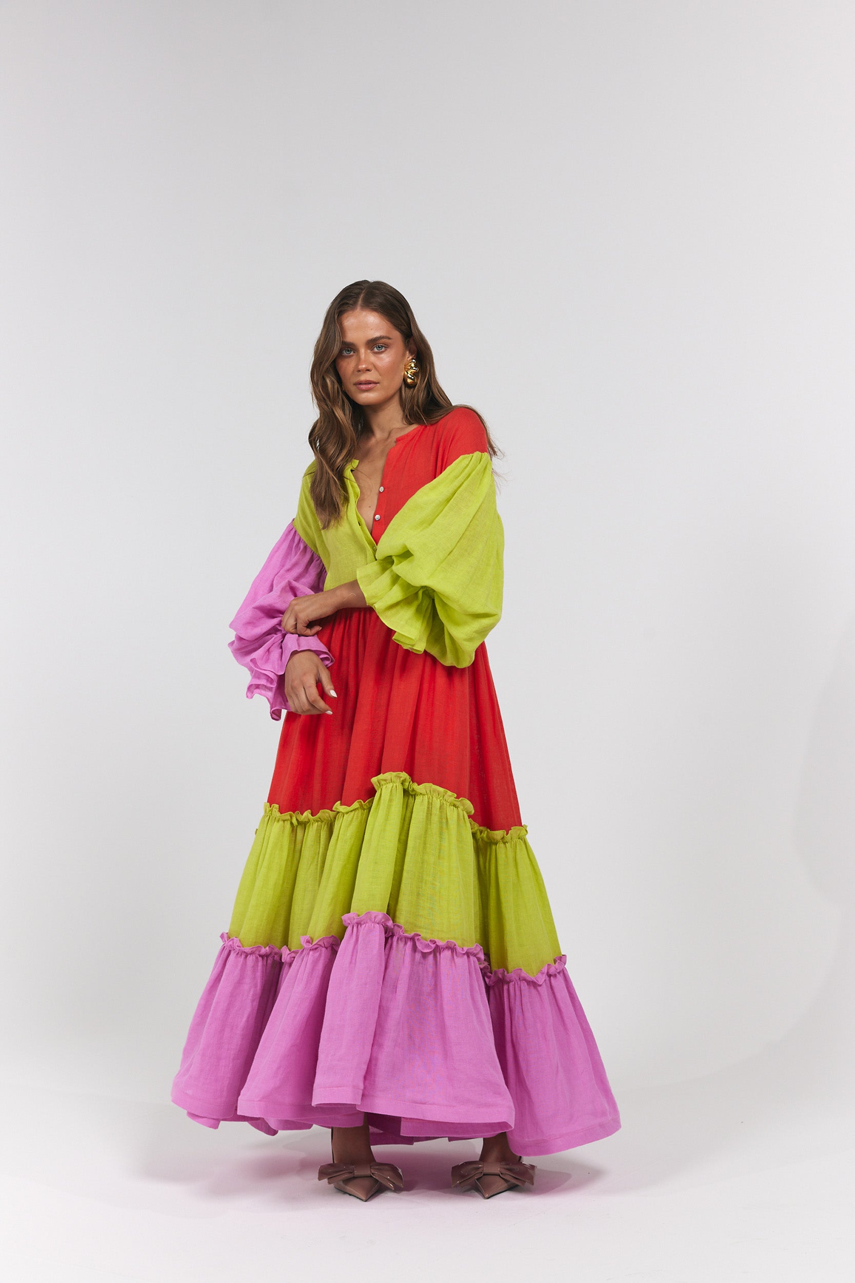 Woman wearing a colourful dress | La Boheme - Candy Stripe