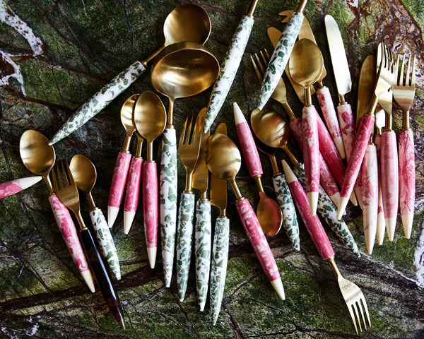 Kip&Co Pink Marble Cutlery Set Of 8