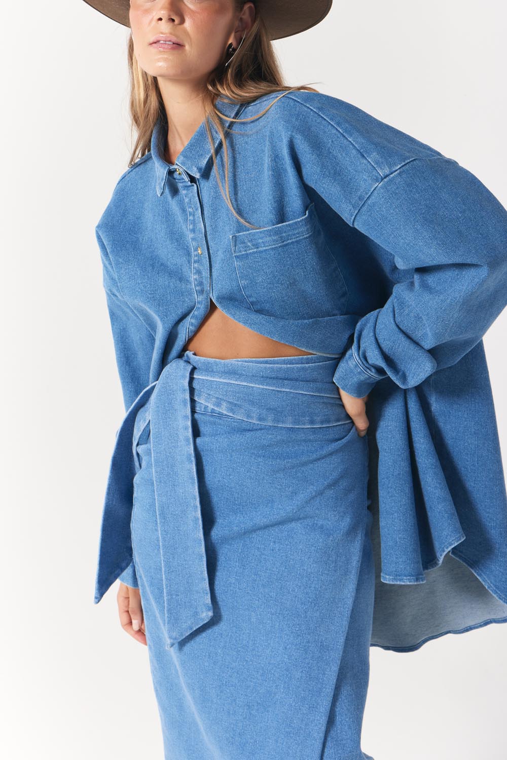 La Bohème Girls Catalina Wrap Skirt Denim