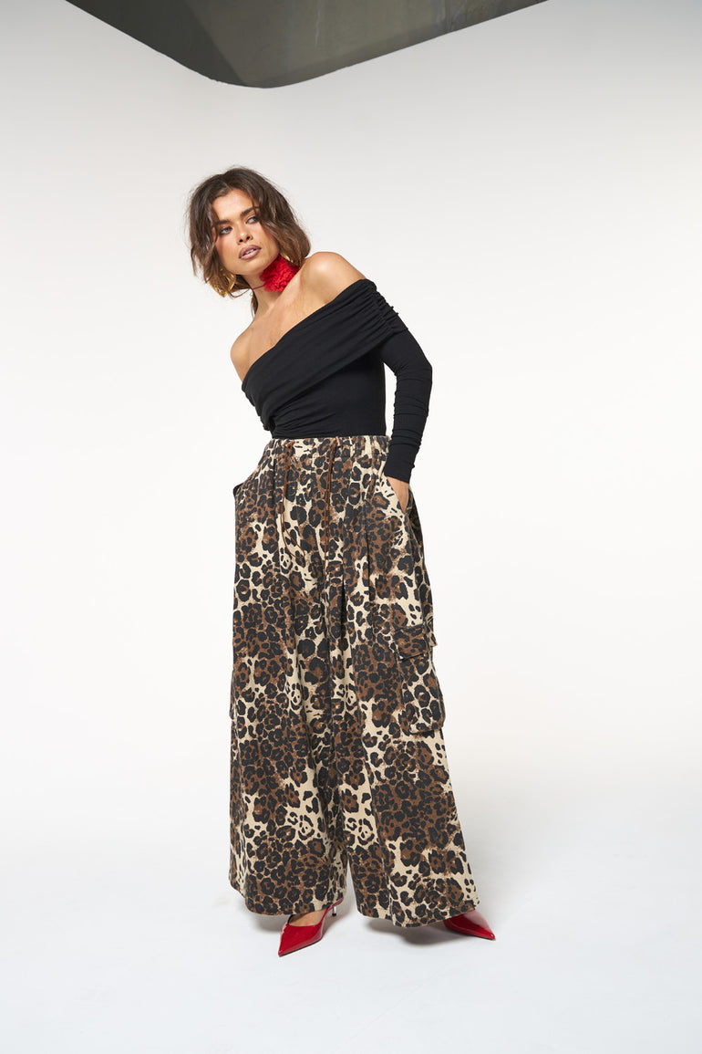 La Bohème Girls Ezra Pant Leopard Denim