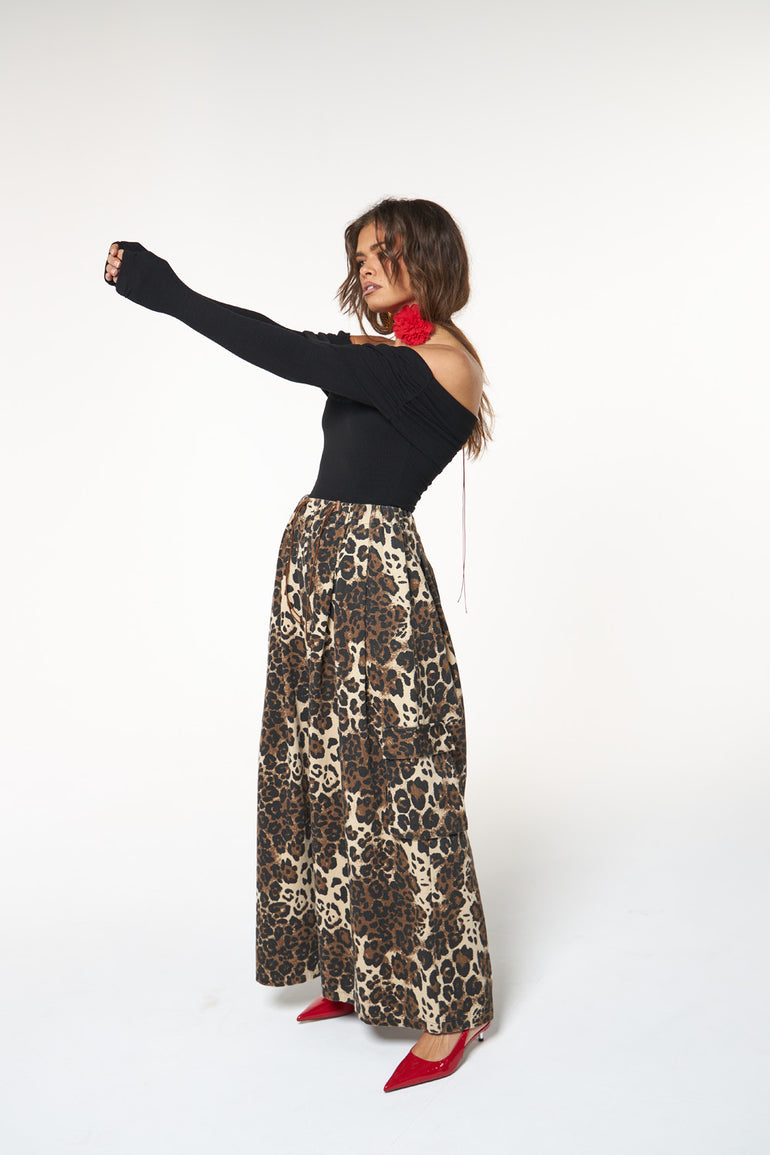 La Bohème Girls Ezra Pant Leopard Denim