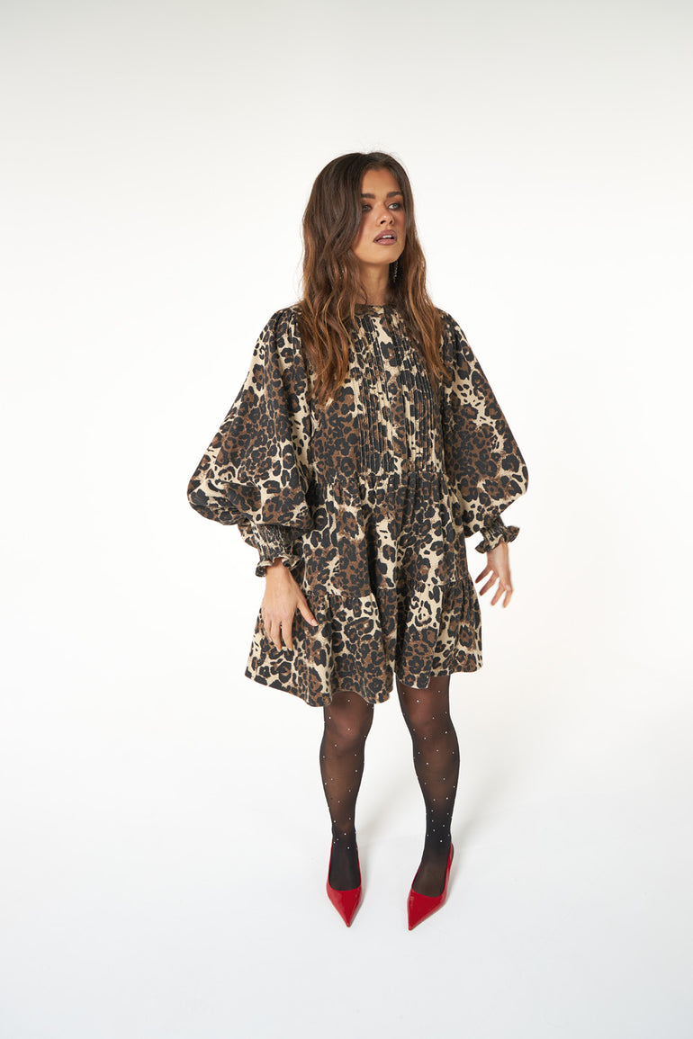 La Bohème Girls Frida Mini Dress Leopard Denim