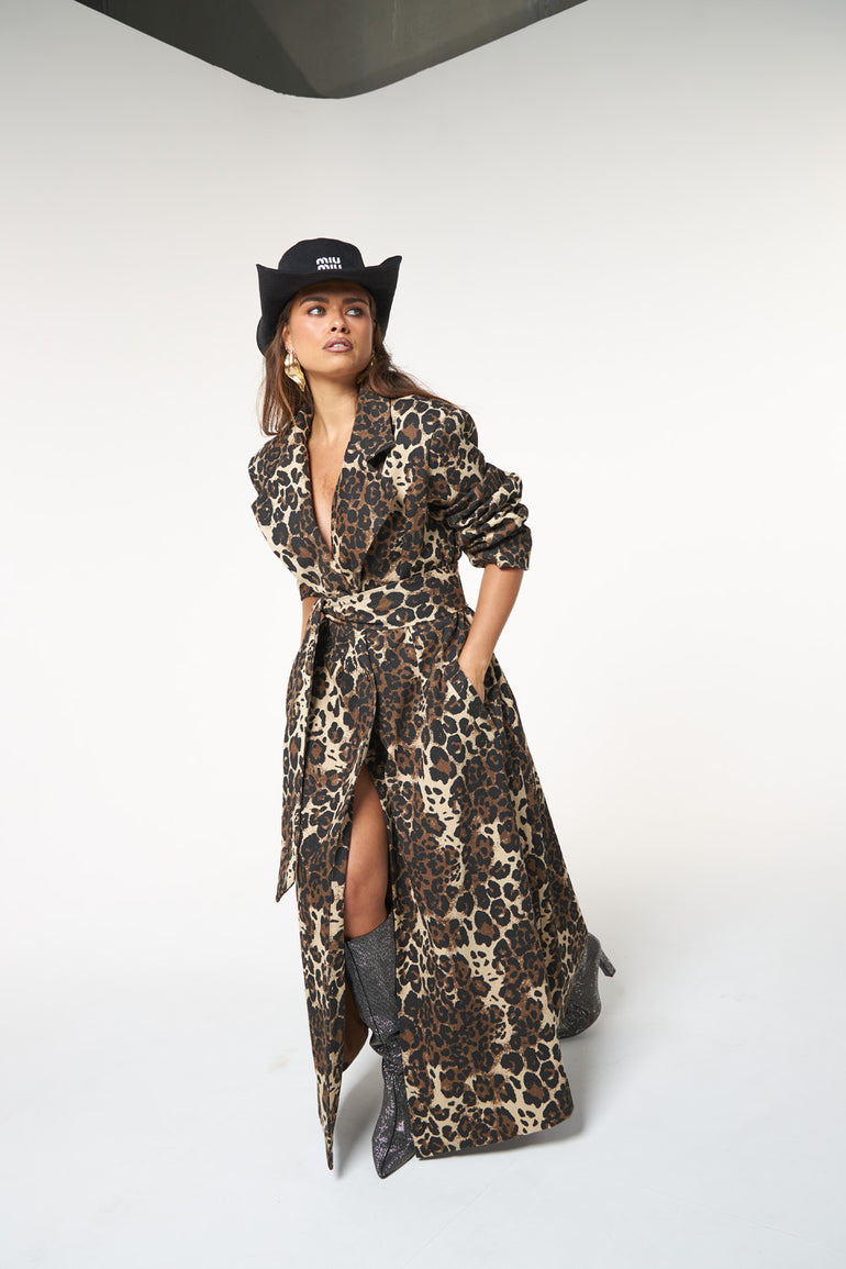 La Bohème Girls Hendrix Trench Leopard Denim