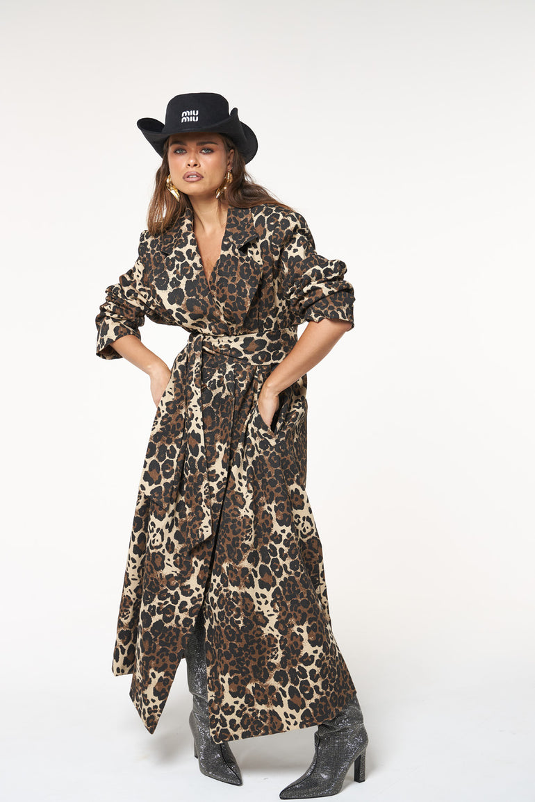 La Bohème Girls Hendrix Trench Leopard Denim