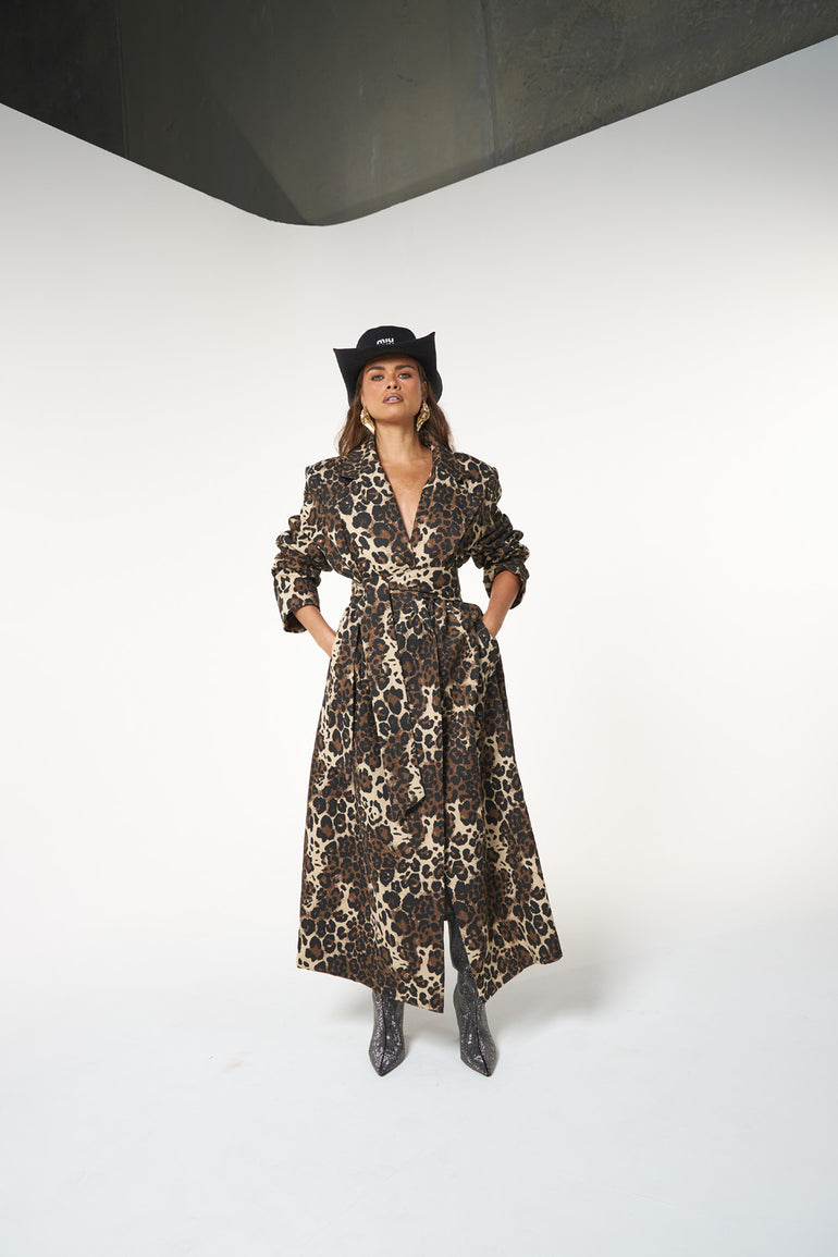 La Bohème Girls Hendrix Trench Leopard Denim