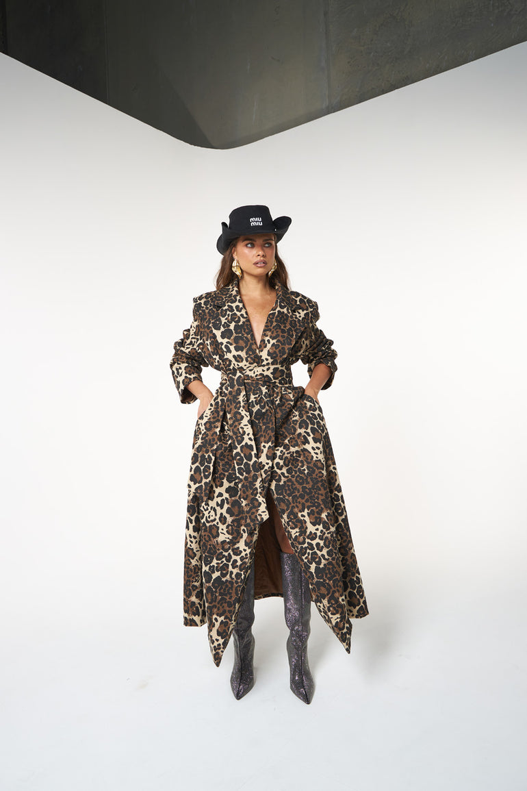 La Bohème Girls Hendrix Trench Leopard Denim