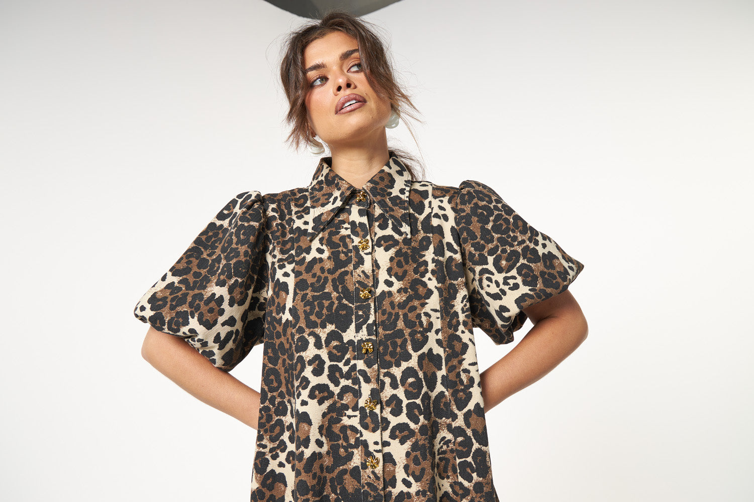 La Bohème Girls Peyton Midi Dress Leopard Denim