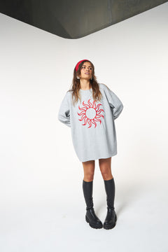 La Bohème Girls Selena Solstice Oversized Long Sleeve Grey Marle