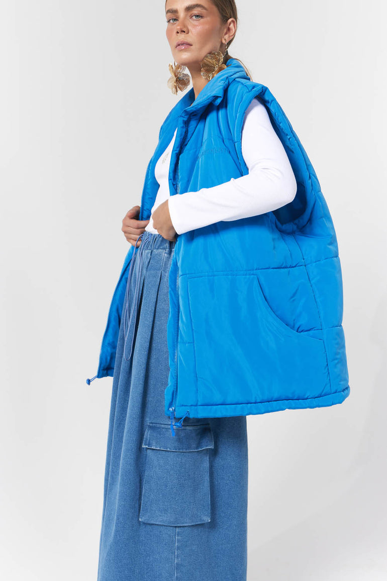 La Bohème Girls Quinn Puffer Vest Cobalt Blue