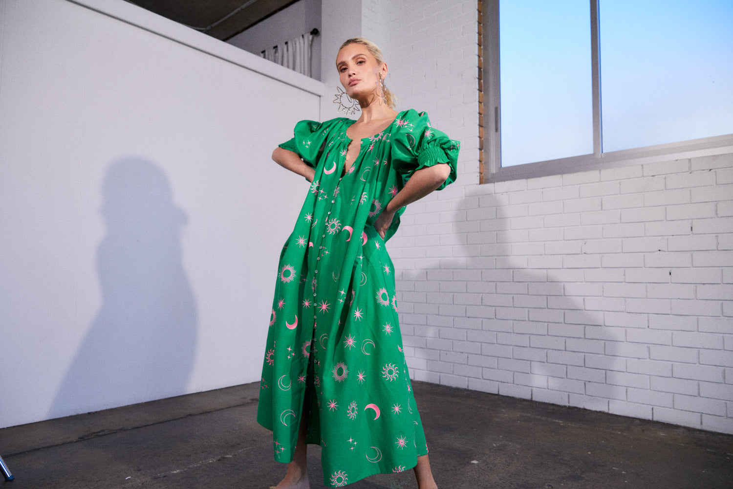 La Bohème Girls Camila Embroidered Maxi Dress S/S Kelly Green