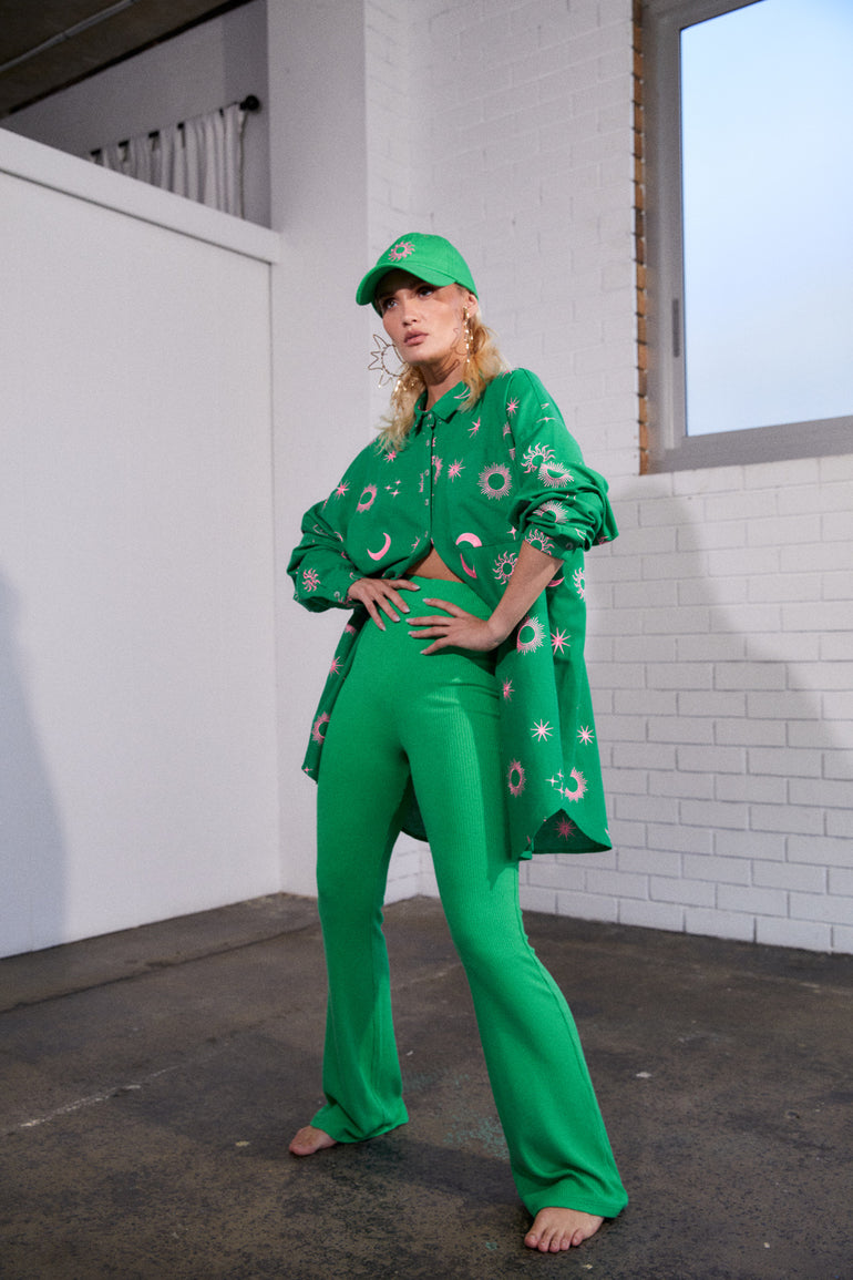 La Bohème Girls Clyde Embroidered Shirt Kelly Green