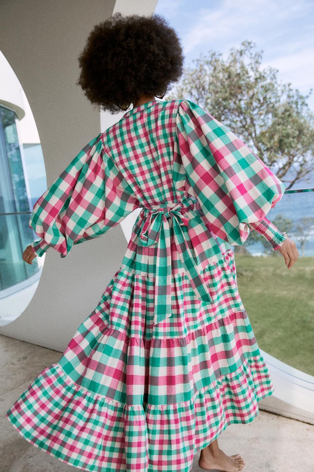 Girls green outlet gingham dress