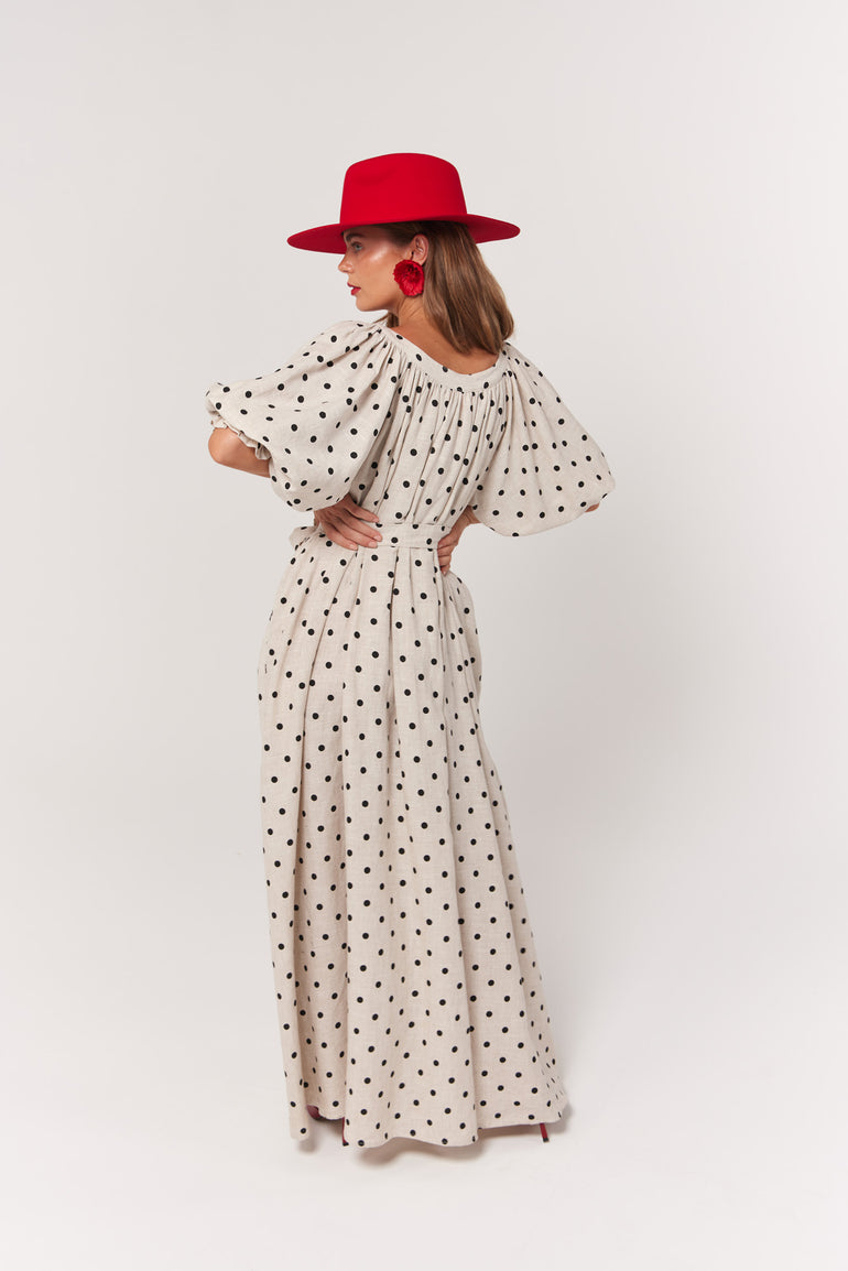 La Bohème Girls Camila Maxi Dress Oat Polka