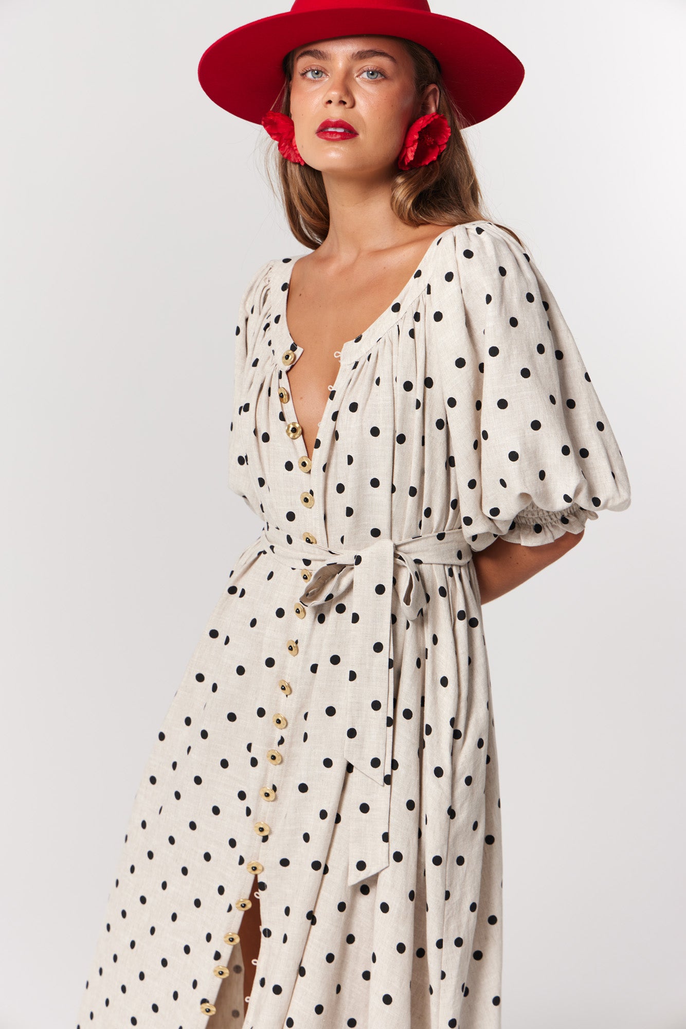 La Bohème Girls Camila Maxi Dress Oat Polka