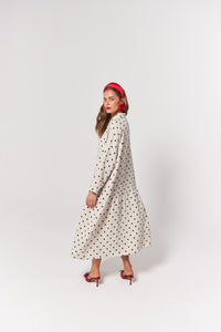 La Bohème Girls Peyton Midi Dress Oat Polka