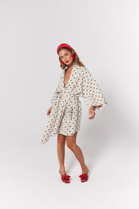 La Bohème Girls Nirvana Robe Dress Oat Polka