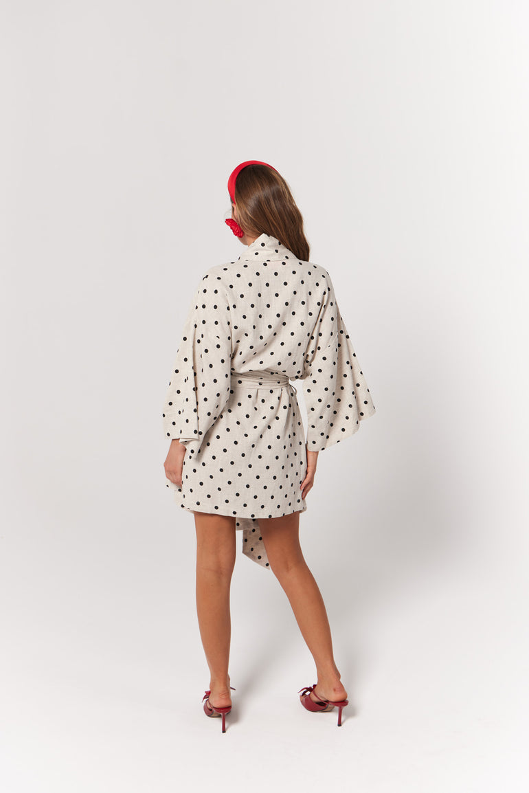 La Bohème Girls Nirvana Robe Dress Oat Polka