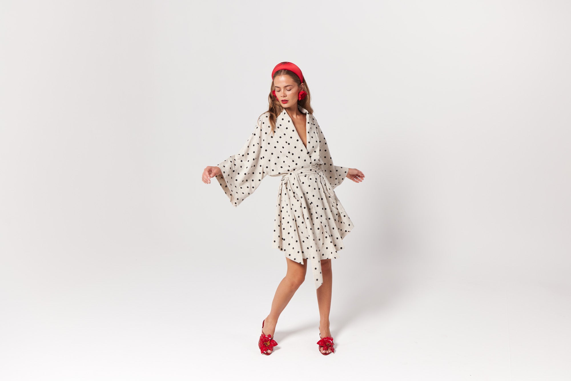 La Bohème Girls Nirvana Robe Dress Oat Polka