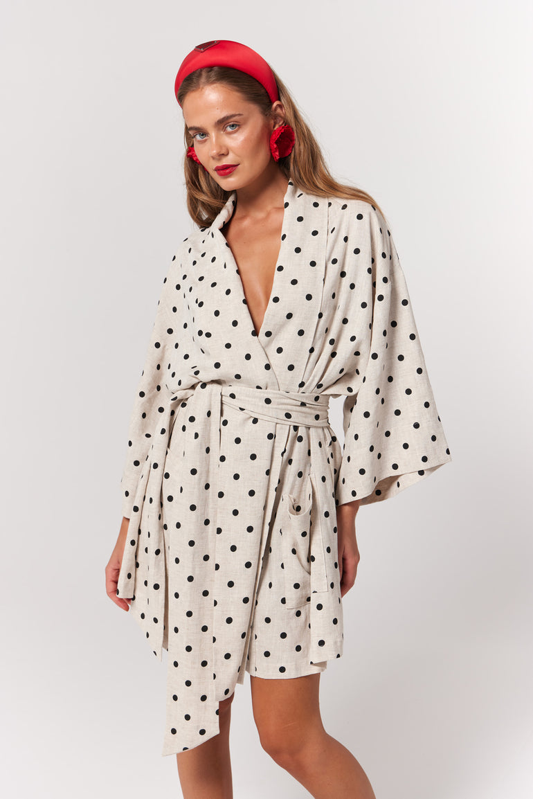 La Bohème Girls Nirvana Robe Dress Oat Polka