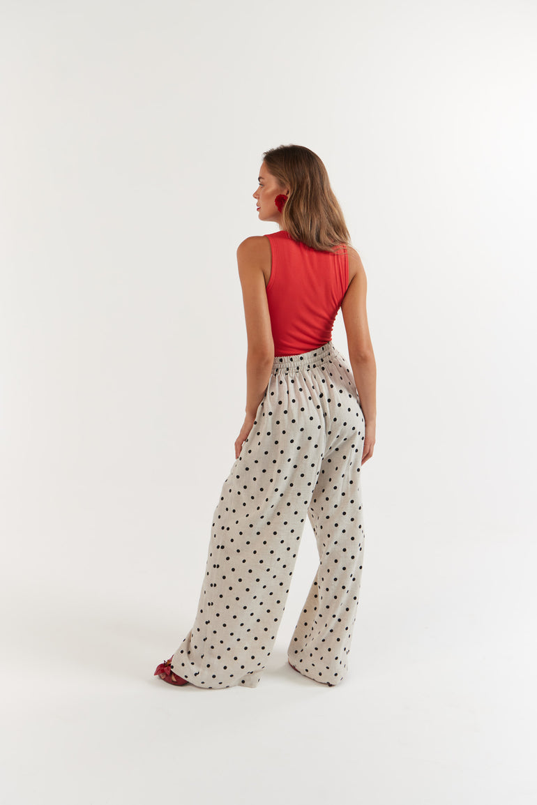 La Bohème Girls Juno Pant Oat Polka