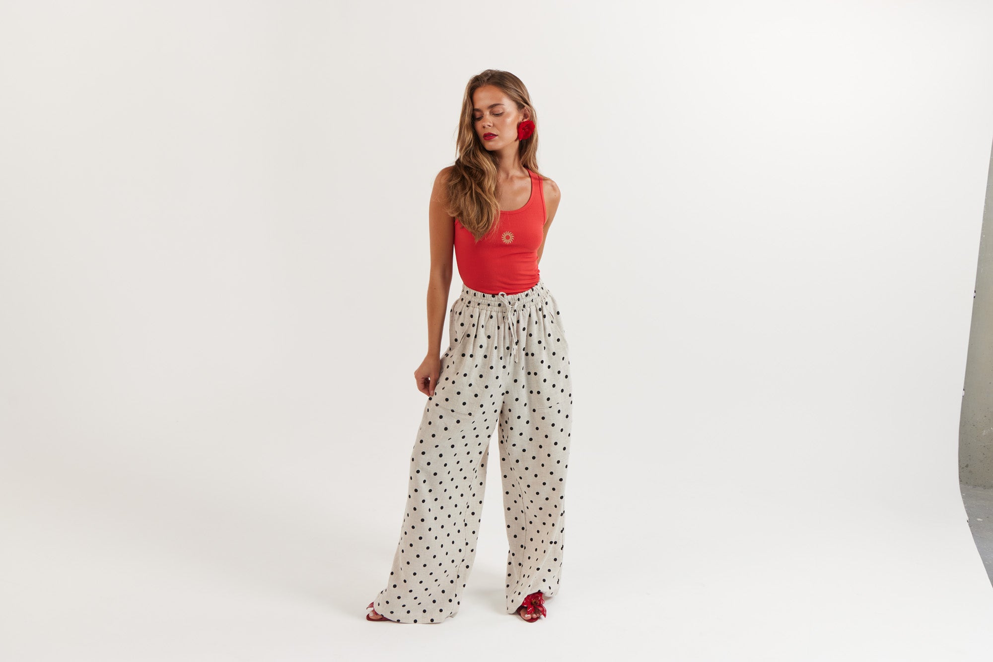 La Bohème Girls Juno Pant Oat Polka