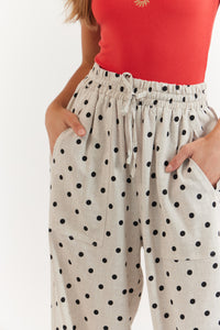 La Bohème Girls Juno Pant Oat Polka