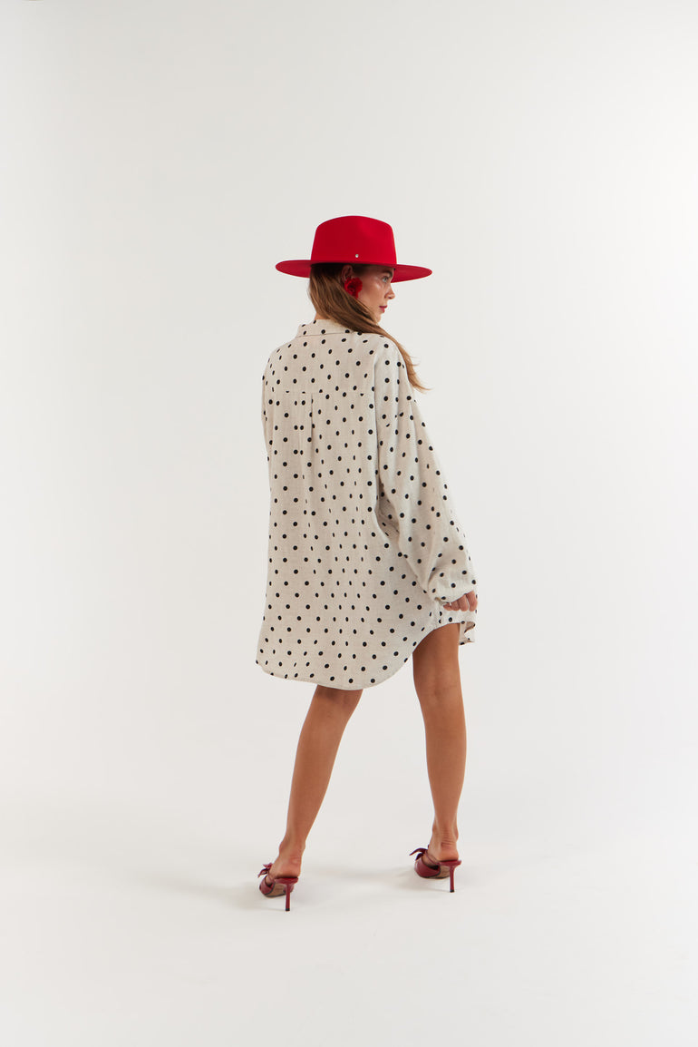 La Bohème Girls Clyde Shirt Oat Polka