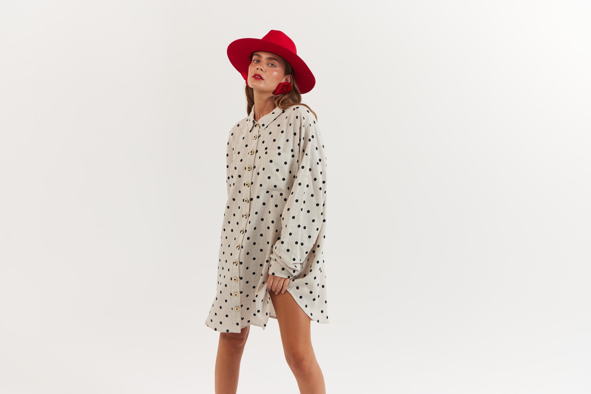 La Bohème Girls Clyde Shirt Oat Polka