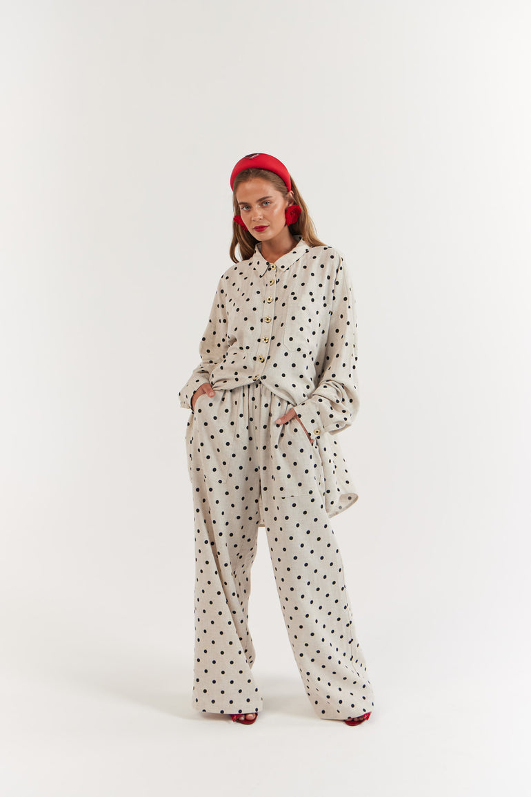 La Bohème Girls Juno Pant Oat Polka