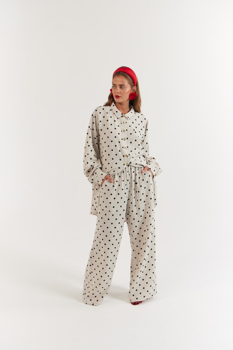 La Bohème Girls Clyde Shirt Oat Polka