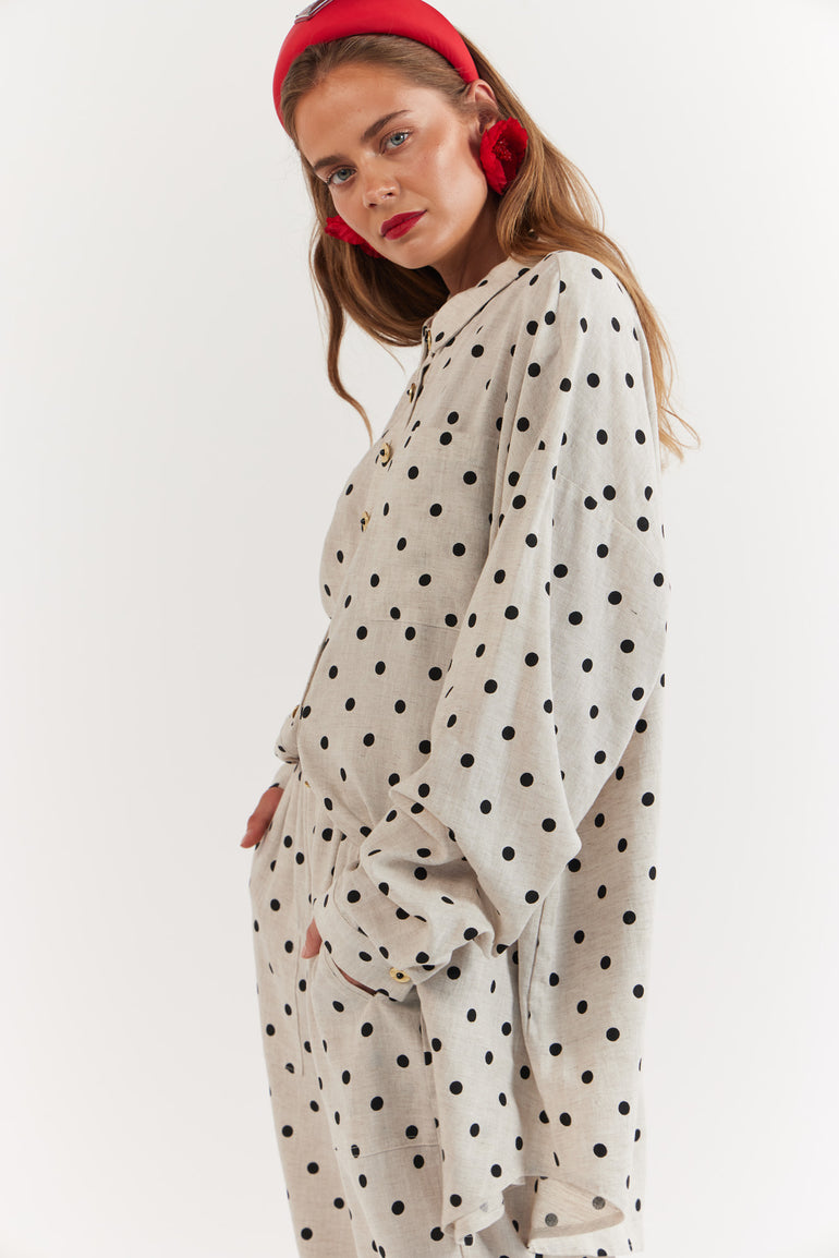 La Bohème Girls Clyde Shirt Oat Polka