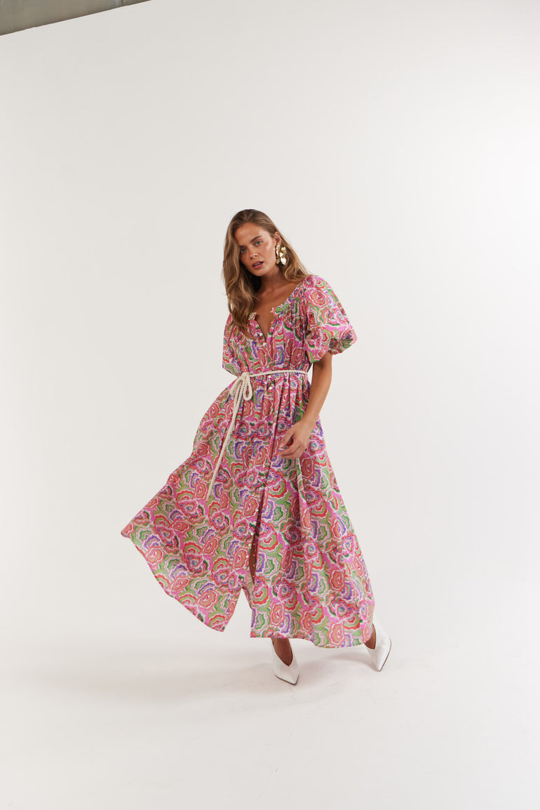 La Bohème Girls Camila Maxi Dress Cotton Agate Candy Apple