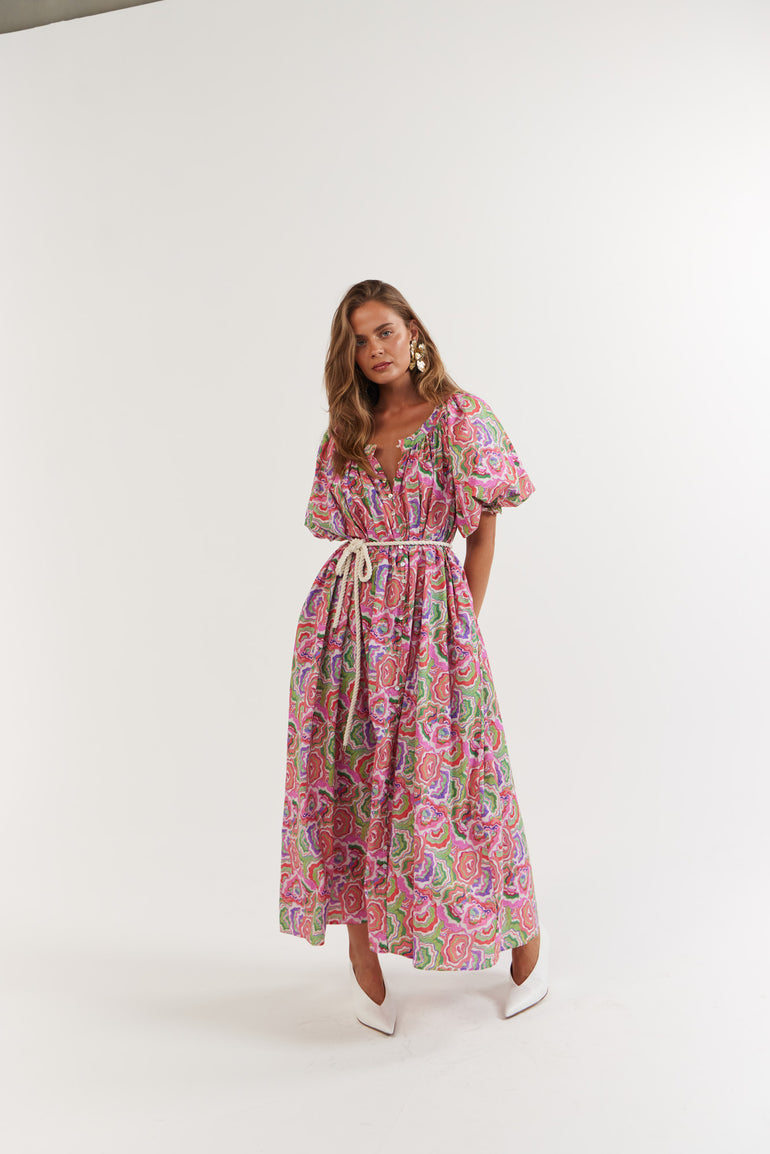 La Bohème Girls Camila Maxi Dress Cotton Agate Candy Apple