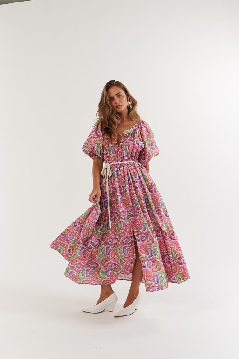 La Bohème Girls Camila Maxi Dress Cotton Agate Candy Apple