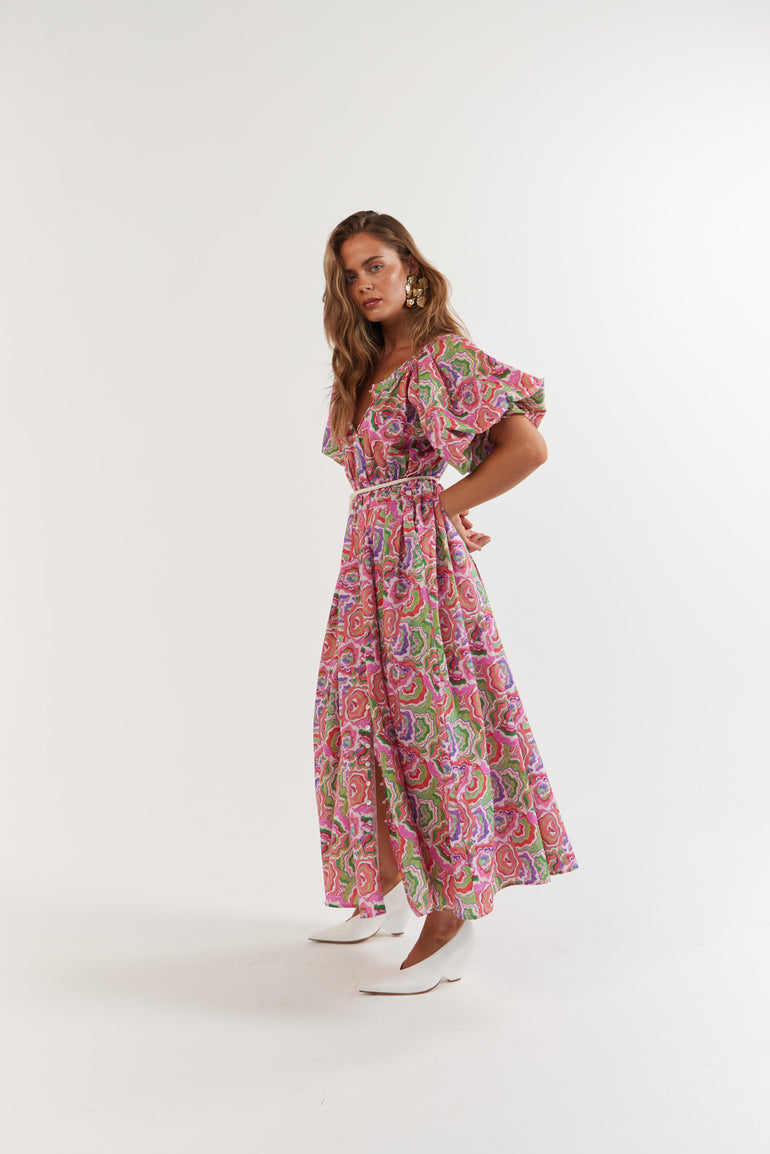 La Bohème Girls Camila Maxi Dress Cotton Agate Candy Apple